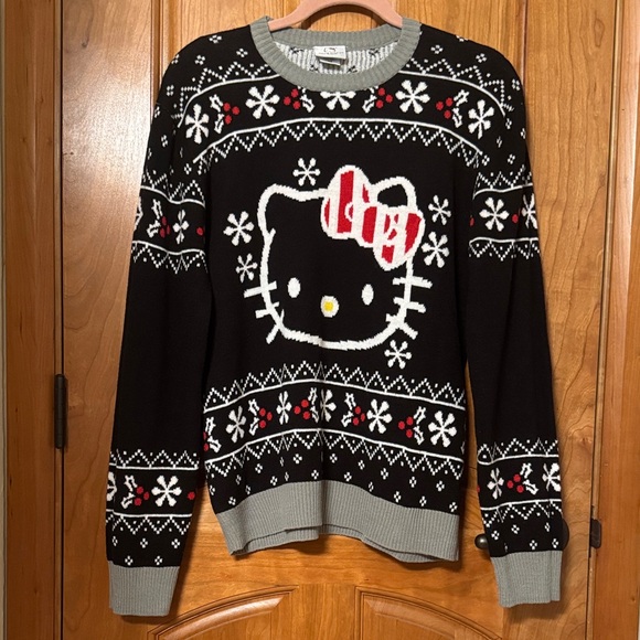 Ripple Junction Sweaters - Hello Kitty Black and White Christmas Holiday Sweater by Ripple Junction EUC